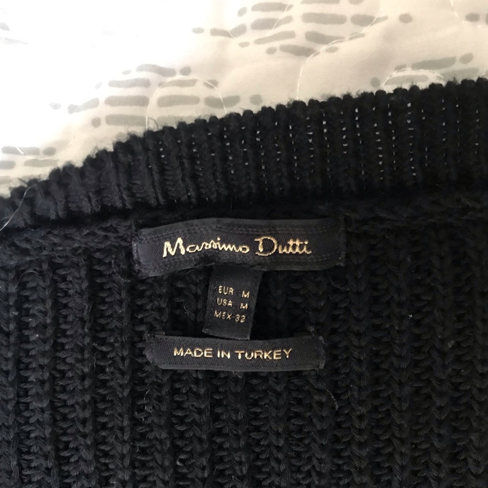 🌺Massimo Dutti Black Knit Sweater Linen Size M EUC